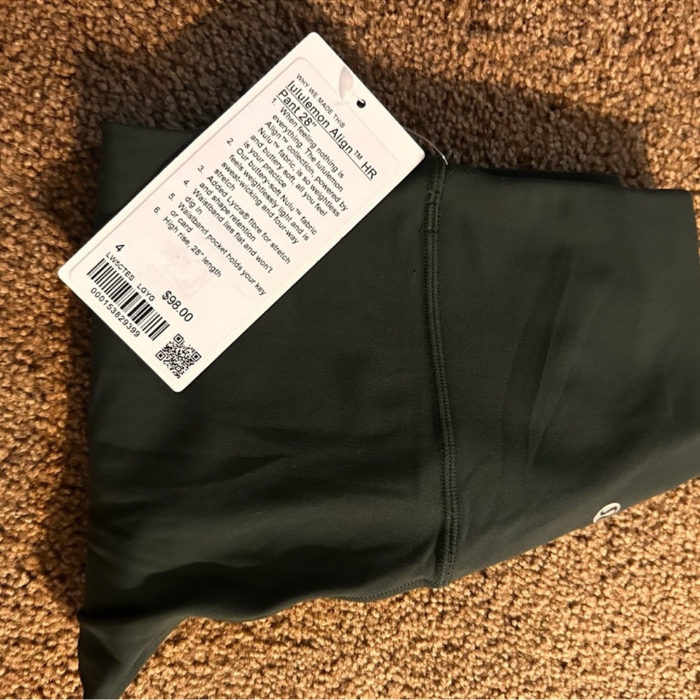 Dark Green Lululemon Aligh HR Pant 28”